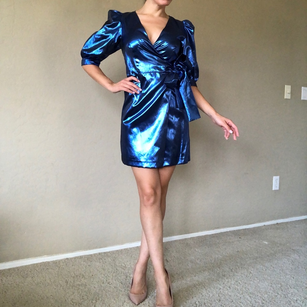 Zara metalícese blue dress